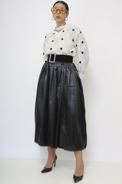 Camisa poa vintage recorte gola - loja online