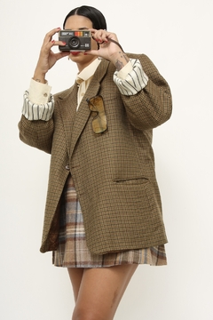 Imagem do Blazer xadrez forro estampado vintage MAKO ( OLIVA)