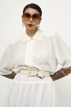 Camisa off renda gola vintage - comprar online