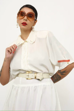 Camisa off renda gola vintage