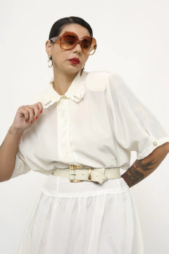 Camisa off renda gola vintage - comprar online