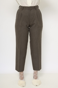 Calça cinza cintura alta alfaiataria vintage - Capichó Brechó