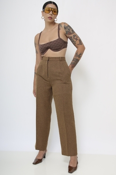 Calça lã vintage marrom cintura alta