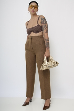 Calça lã vintage marrom cintura alta - comprar online