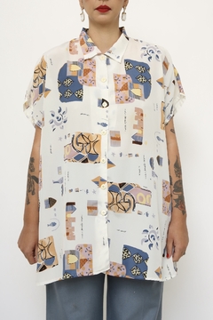 Camisa branca estampada