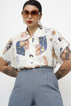 Camisa branca estampada