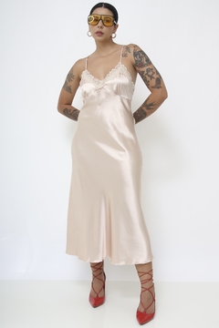 Sleep Dress pessego acetinado - Capichó Brechó
