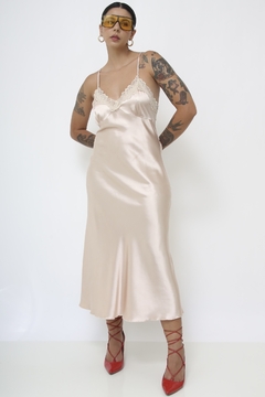 Sleep Dress pessego acetinado - Capichó Brechó