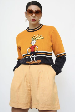 Shorts linho laranja cintura alta - comprar online