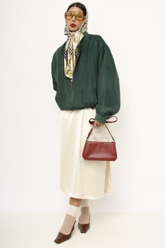 Jaqueta verde 100% seda bomber - comprar online