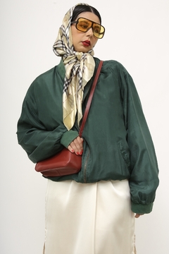 Jaqueta verde 100% seda bomber