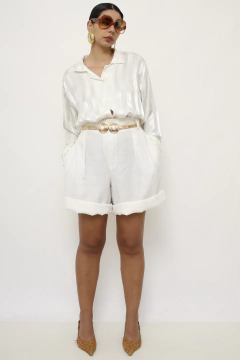 Camisa branca listras acetinada chic - loja online