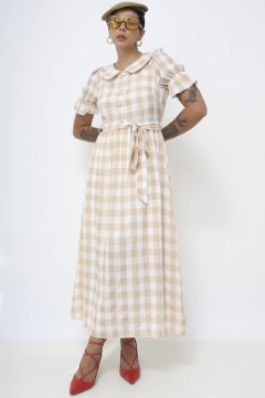 Vestido xadrez manga vintage - Capichó Brechó