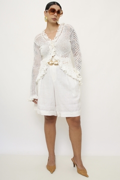 Blusa renda branca manga sino vintage MIXED - comprar online