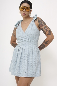 Vestido renda espaço fashion azul - loja online