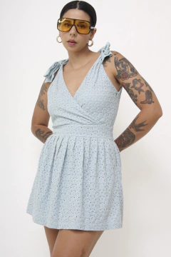 Vestido renda espaço fashion azul - loja online