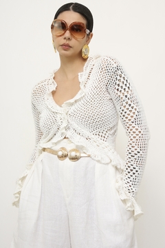 Blusa renda branca manga sino vintage MIXED na internet