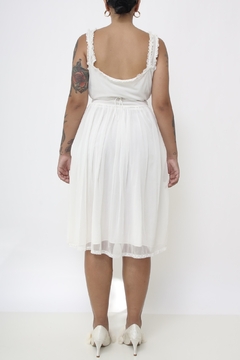 Camisola branca tule busto pregas vintage - comprar online
