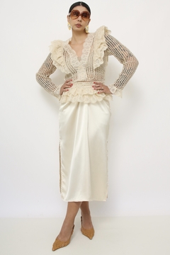 Blusa renda babados mng longa - comprar online