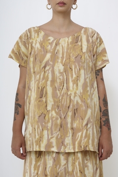 Conjunto Saia + Blusa estampada amarela