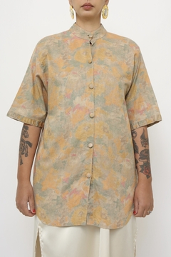 Camisa linho pintura vintage color - Capichó Brechó