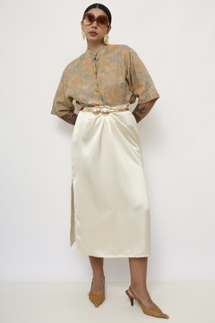Camisa linho pintura vintage color