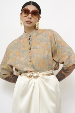 Camisa linho pintura vintage color na internet