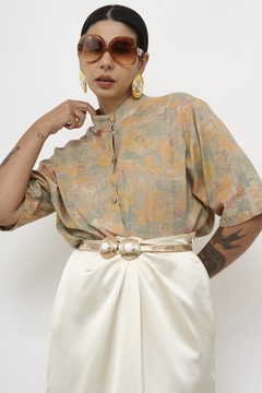 Camisa linho pintura vintage color - comprar online