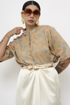 Camisa linho pintura vintage color