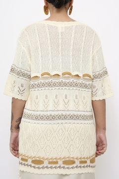 Blusa tricot off outono longa na internet