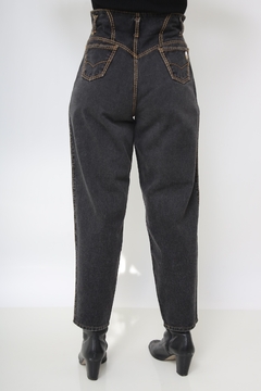 Calça cintura alta preta jeans bag vintage