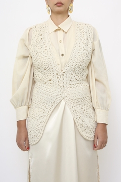 Colete renda tricot grosso - comprar online