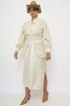 Colete renda tricot grosso - Capichó Brechó