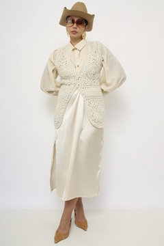 Colete renda tricot grosso - comprar online