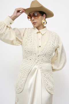 Colete renda tricot grosso