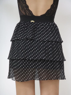 Saia cintura alta poa babados - comprar online