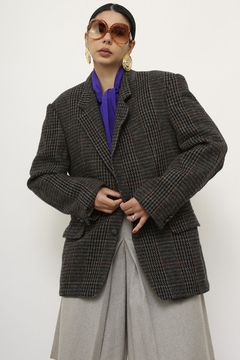 Blazer 100 % lã verde cinza