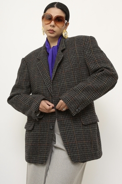 Blazer 100 % lã verde cinza