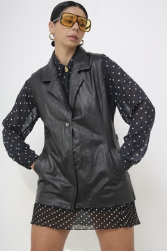 Colete 100% couro longo - loja online