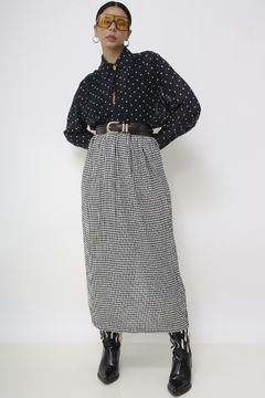 Saia xadrez cintura alta vintage - comprar online