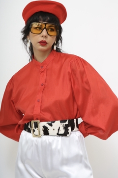 Camisa vermelha manga bufante vintage - loja online