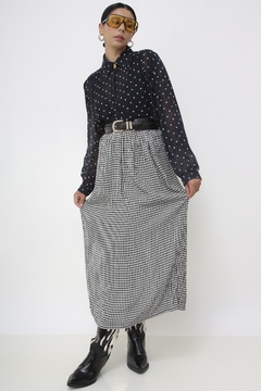Saia xadrez cintura alta vintage - comprar online