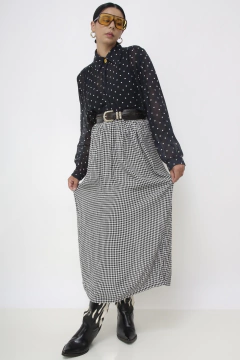 Saia xadrez cintura alta vintage - comprar online