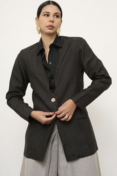 Blazer 100% linho preto - loja online