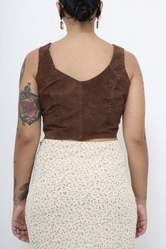 Top couro marrom vintage - loja online