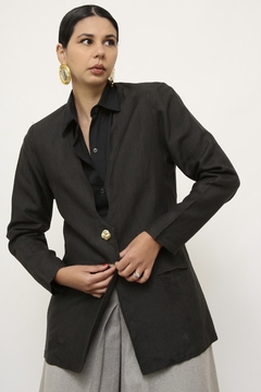 Blazer 100% linho preto