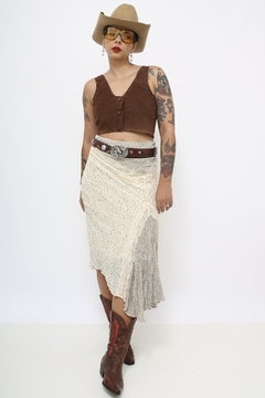Top couro marrom vintage