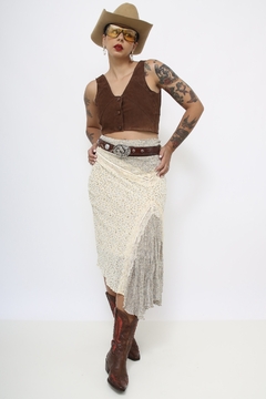 Top couro marrom vintage - comprar online