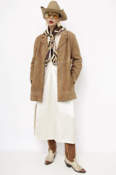 Blazer couro marrom classico - comprar online