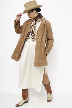 Blazer couro marrom classico